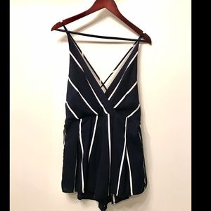 Navy and white Stripped Romper